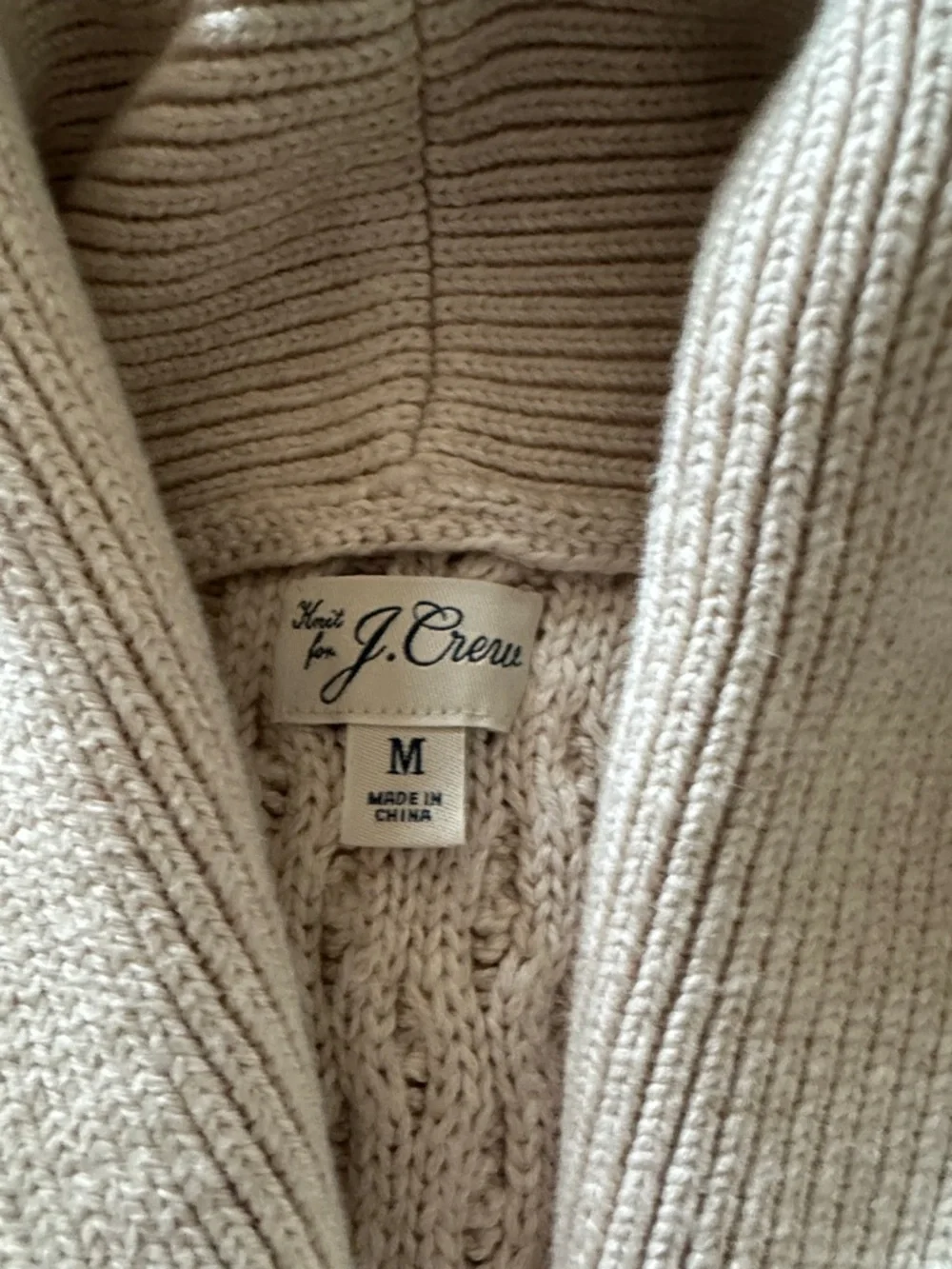 J. Crew Men's Cable Shawl Collar Cardigan - Cream - Picture 2 of 7
